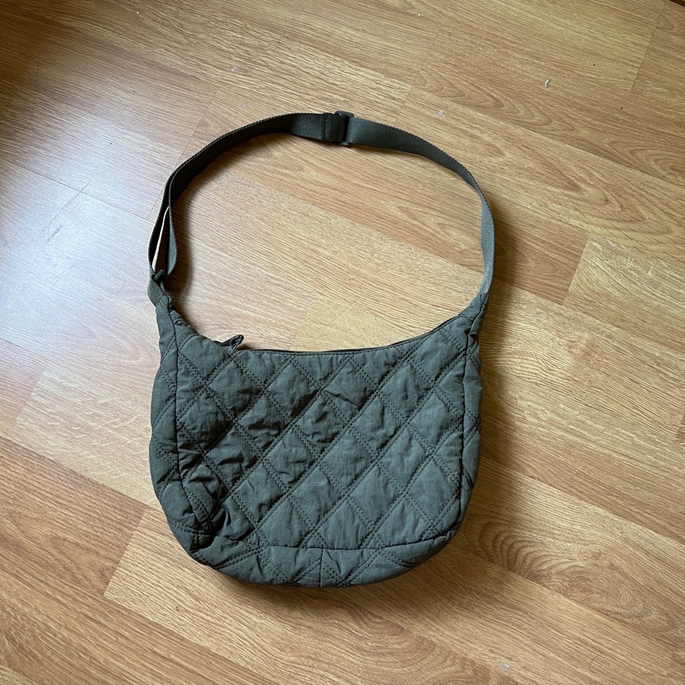 Olive Green Quilted Crossbody Bag Adjustable Strap Hobo‎ Shoulder Puffer Bag